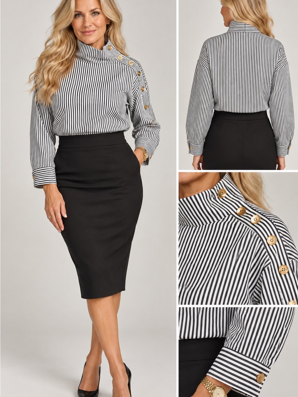 Brand new Black n White high neck blouse